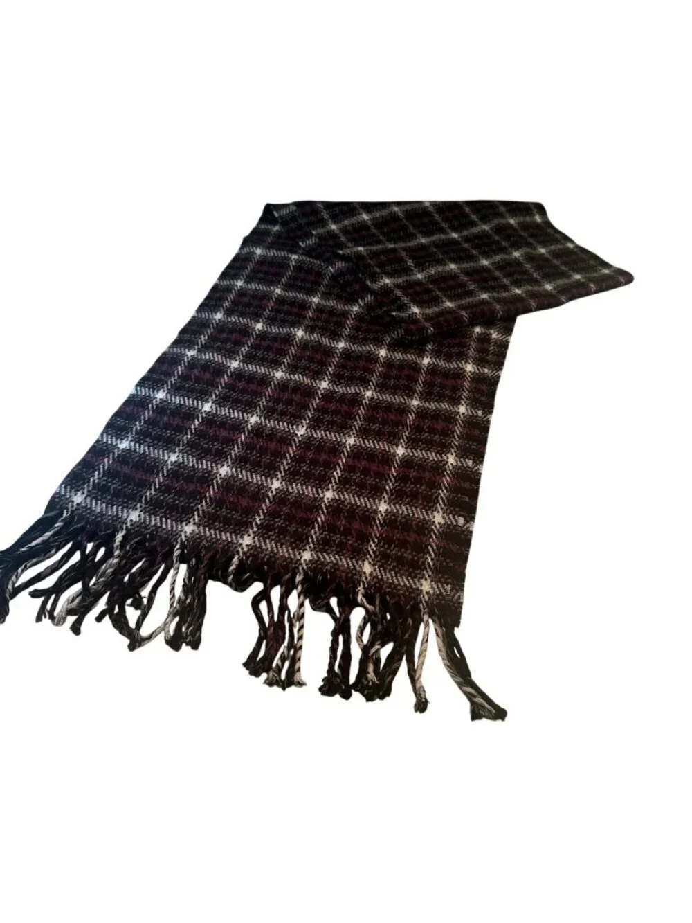 100 Percent Cashmere Scotland Scarf Tartan Plaid Wrap Shawl Tassels Black